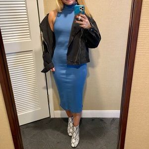 Blue turtleneck dress!